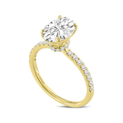 Adriana 14K Yellow Gold Oval Lab Grown Diamond Hidden Halo Engagement Ring - 2.34 Ct