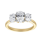 Delila 14K Yellow Gold Oval Cut Lab Grown Diamond Trinity Ring - 2 ct