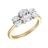 Delila 14K Yellow Gold Oval Cut Lab Grown Diamond Trinity Ring - 2 ct
