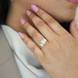 Delila 14K Yellow Gold Oval Cut Lab Grown Diamond Trinity Ring - 2 ct