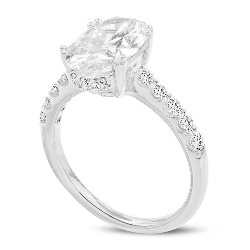 Isidora 14K White Gold Oval Lab Grown Diamond Hidden Halo Engagement Ring - 3.51 Ct