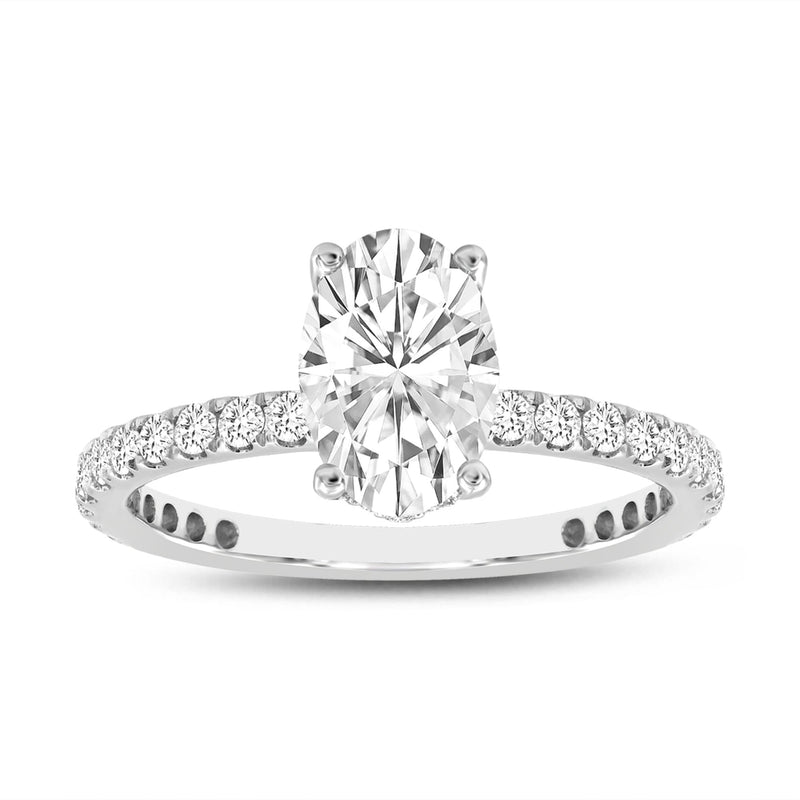 Flavia 14K White Gold Oval Lab Grown Diamond Hidden Halo Engagement Ring - 2.04 Ct