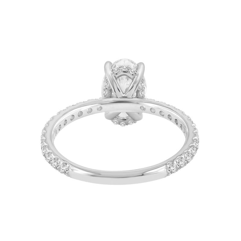 Flavia 14K White Gold Oval Lab Grown Diamond Hidden Halo Engagement Ring - 2.04 Ct