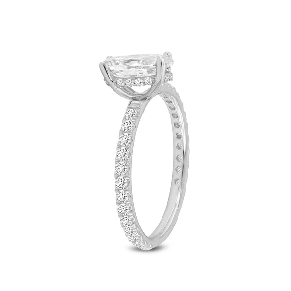 Flavia 14K White Gold Oval Lab Grown Diamond Hidden Halo Engagement Ring - 2.04 Ct