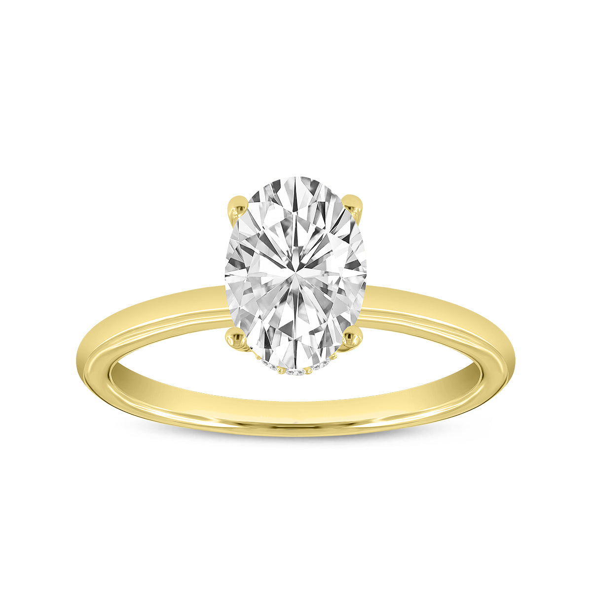 Amazon Gold Rings Anastasia 14K Yellow Gold Oval Cut Solitaire Hidden Halo Ring - 1.55 C ...