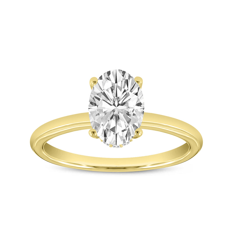 Anastasia 14K Yellow Gold Oval Cut Solitaire Hidden Halo Ring - 1.59 Ct