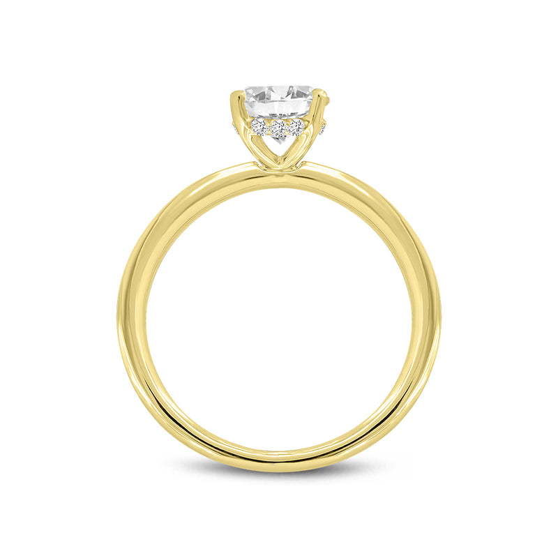 Anastasia 14K Yellow Gold Oval Cut Solitaire Hidden Halo Ring - 1.59 Ct