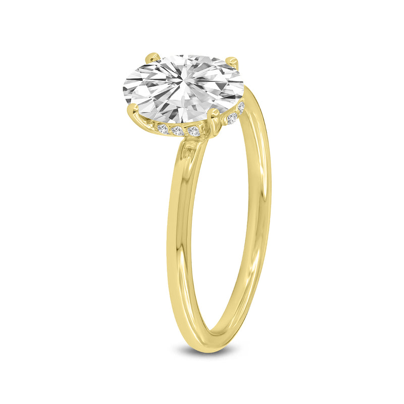 Anastasia 14K Yellow Gold Oval Cut Solitaire Hidden Halo Ring - 1.59 Ct