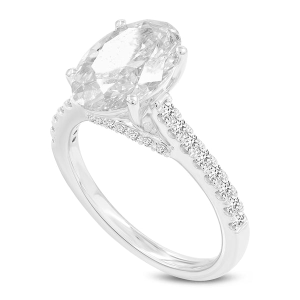 Certified Oval Cut Lab Grown Diamond (2.48 ctw) Ring in 14K White Gold