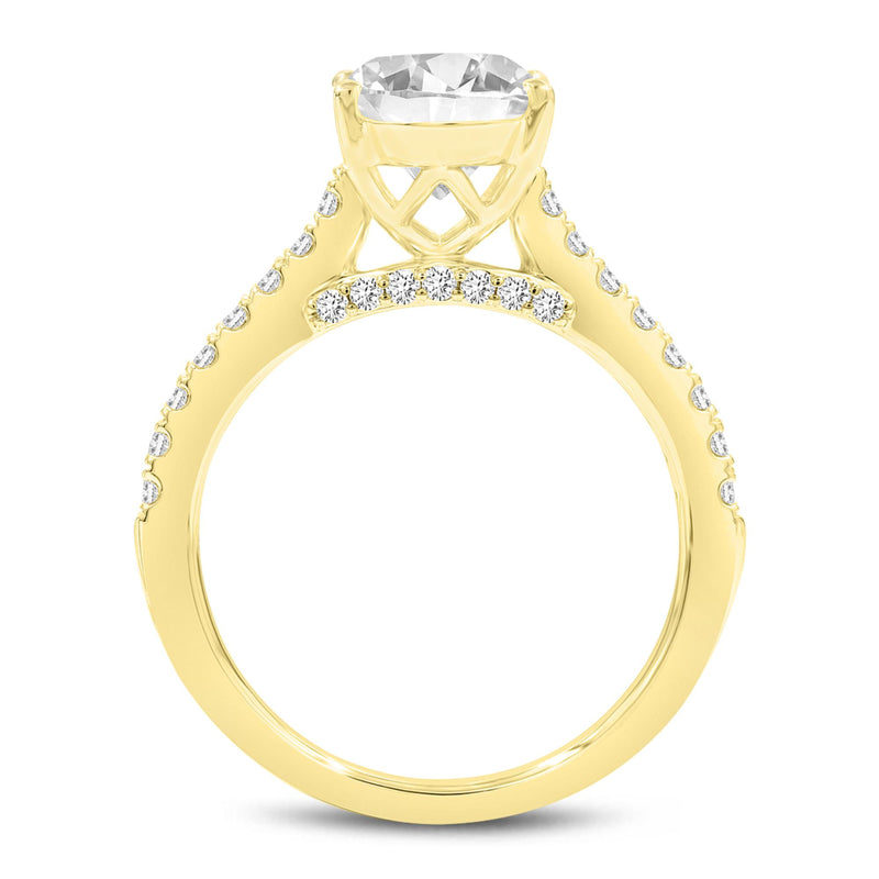 14K Yellow Gold Oval Lab Grown Diamond Hidden Halo Engagement Ring - 2.5 Ct