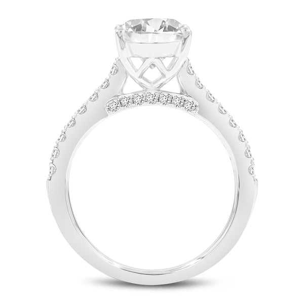 Certified Oval Cut Lab Grown Diamond (2.74 ctw) Ring in 14K White Gold