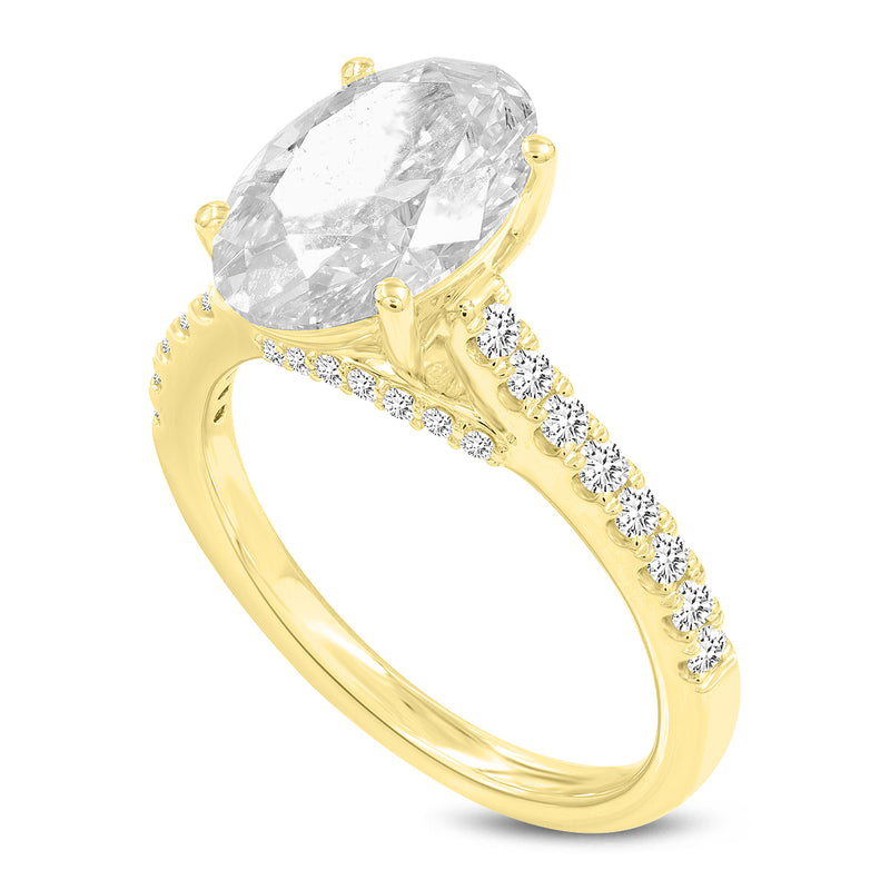 Tasia 14K Yellow Gold Oval Lab Grown Diamond Engagement Ring - 3.43 Ct