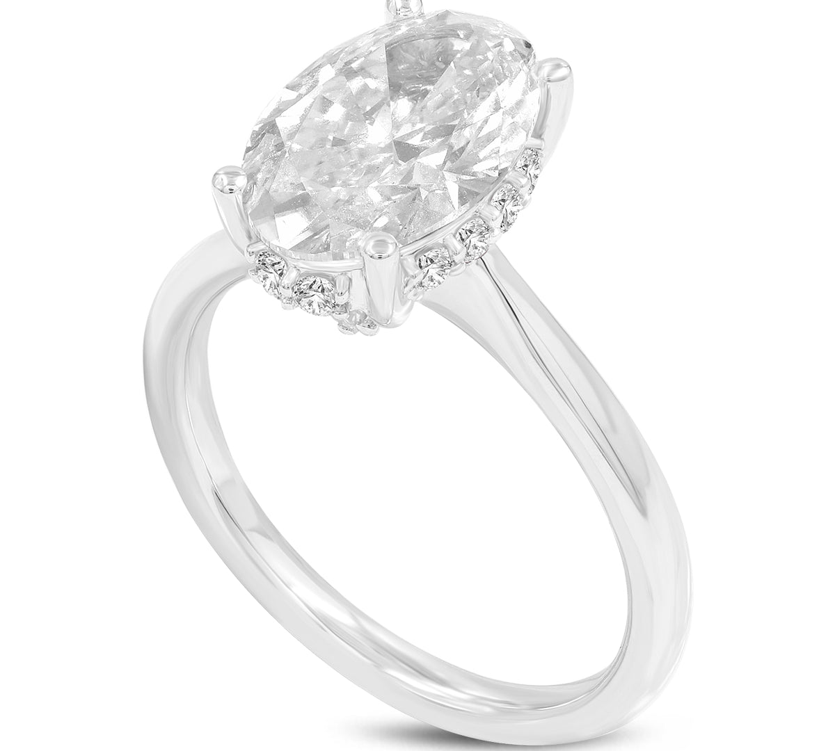 Hera 14K White Gold Oval Cut Lab Grown Diamond Hidden Halo Ring - 3 Ct