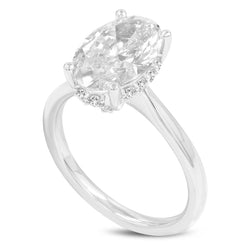 Hera 14K White Gold Oval Cut Lab Grown Diamond Hidden Halo Ring - 3 Ct