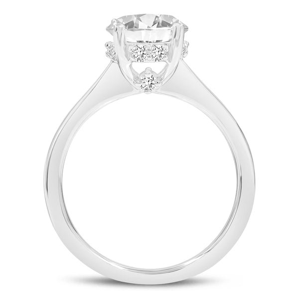 Hera 14K White Gold Oval Cut Lab Grown Diamond Hidden Halo Ring - 3 Ct