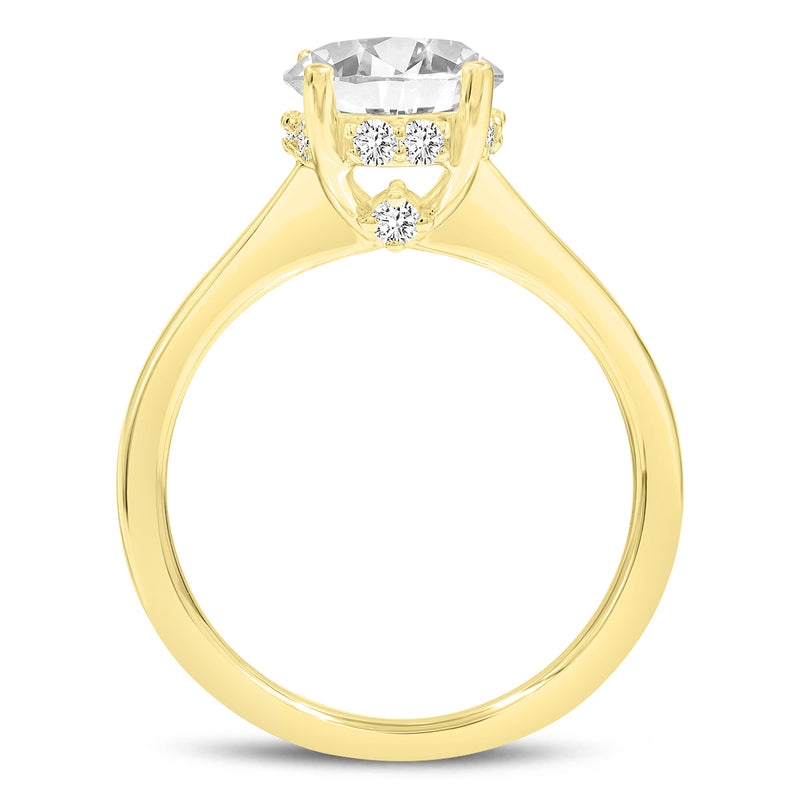 Hera 14K Yellow Gold Oval Cut Lab Grown Diamond Hidden Halo Ring - 3 Ct