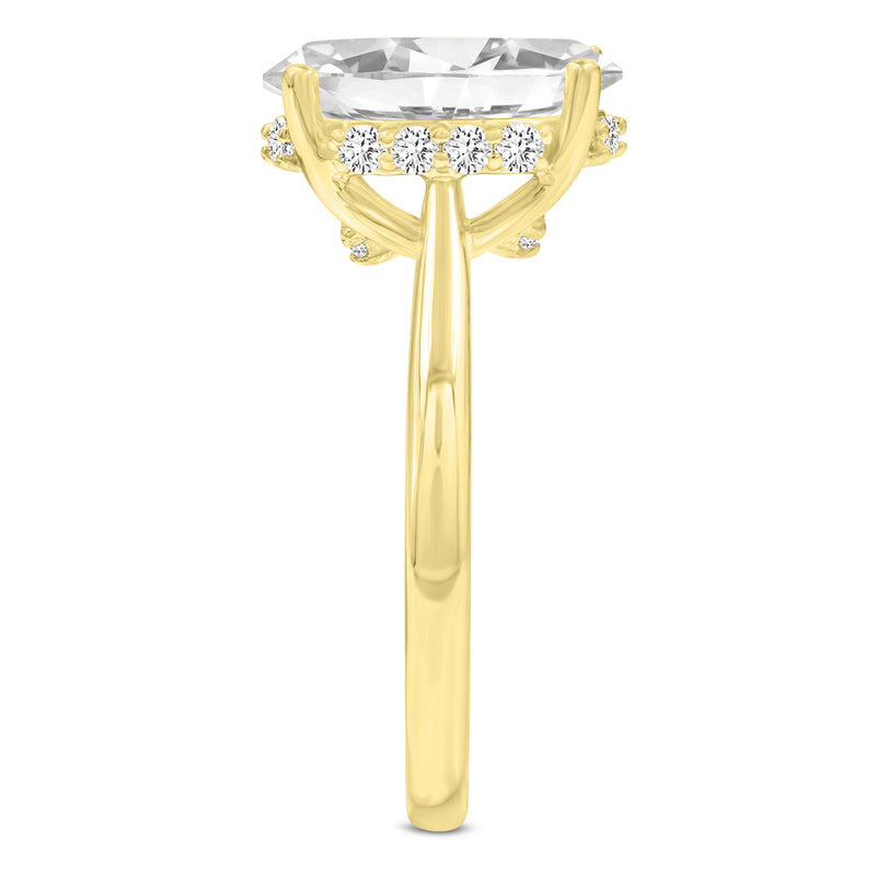 Hera 14K Yellow Gold Oval Cut Lab Grown Diamond Hidden Halo Ring - 3 Ct