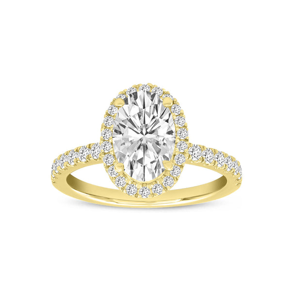 Laurentia 14K Yellow Gold Oval Lab Grown Diamond Halo Engagement Ring - 1.96 Ct