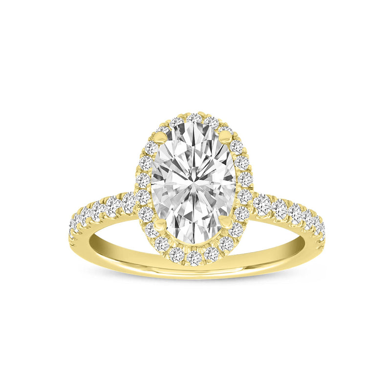 Laurentia 14K Yellow Gold Oval Lab Grown Diamond Halo Engagement Ring - 1.96 Ct