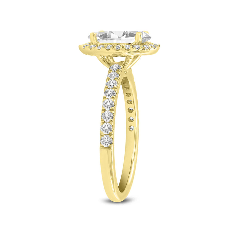 Laurentia 14K Yellow Gold Oval Lab Grown Diamond Halo Engagement Ring - 1.96 Ct