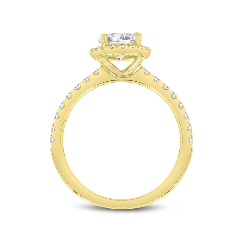 Laurentia 14K Yellow Gold Oval Lab Grown Diamond Halo Engagement Ring - 1.96 Ct