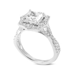 Milena 14K White Gold Princess Cut Lab Grown Diamond Halo Engagement Ring - 2.45 Ct