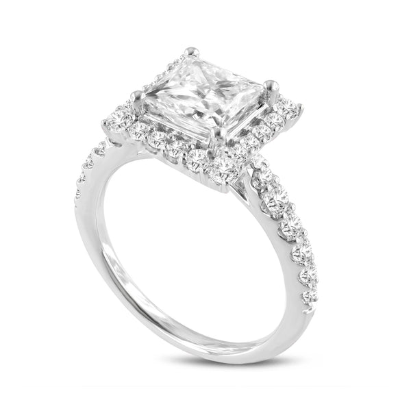 Raya 14K White Gold Princess Cut Lab Grown Diamond Halo Engagement Ring - 2.59 Ct