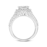 Sofia 14K White Gold Princess Cut Lab Grown Diamond Halo Engagement Ring - 3.35 Ct