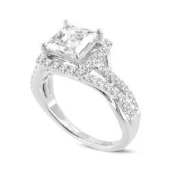 Vesela 14K White Gold Princess Cut Lab Grown Diamond Halo Engagement Ring - 2.72 Ct