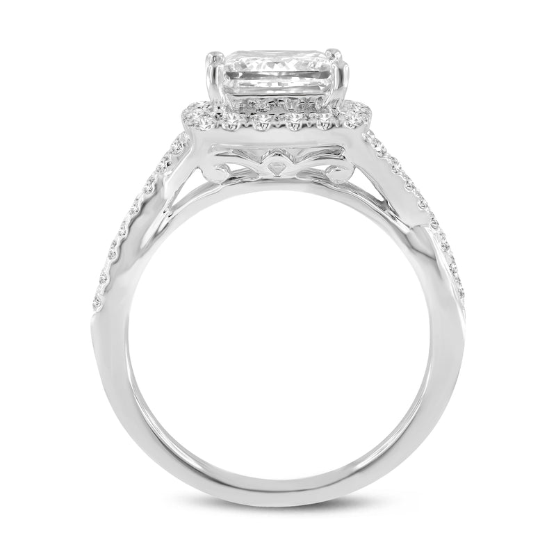 Vesela 14K White Gold Princess Cut Lab Grown Diamond Halo Engagement Ring - 2.72 Ct