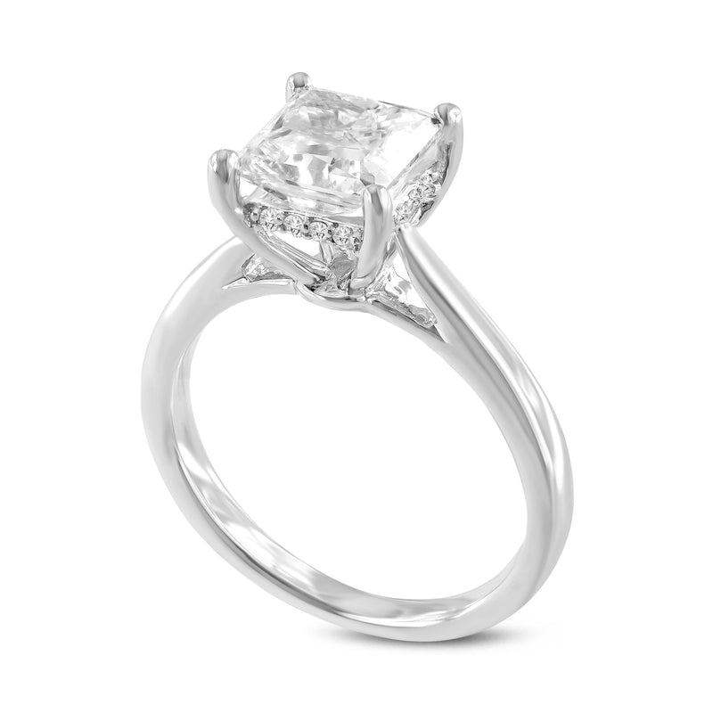 Genoveva 14K White Gold Princess Cut Lab Grown Diamond Hidden Halo Engagement Ring - 2.25 Ct