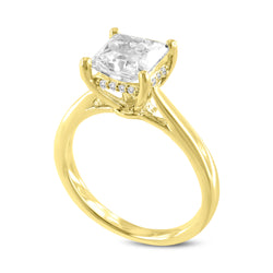 Genoveva 14K Yellow Gold Princess Cut Lab Grown Diamond Hidden Halo Engagement Ring - 2.24 Ct