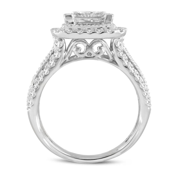 Miroslava 14K White Gold Princess Cut Lab Grown Diamond Halo Engagement Ring - 3.93 Ct