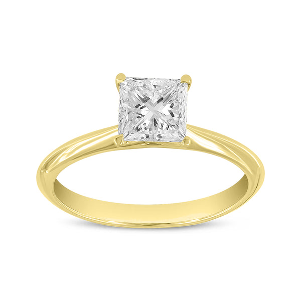 Rhea Princess 14K Yellow Gold Princess Cut Lab Grown Diamond Classic Solitaire Ring - 1.25 Ct