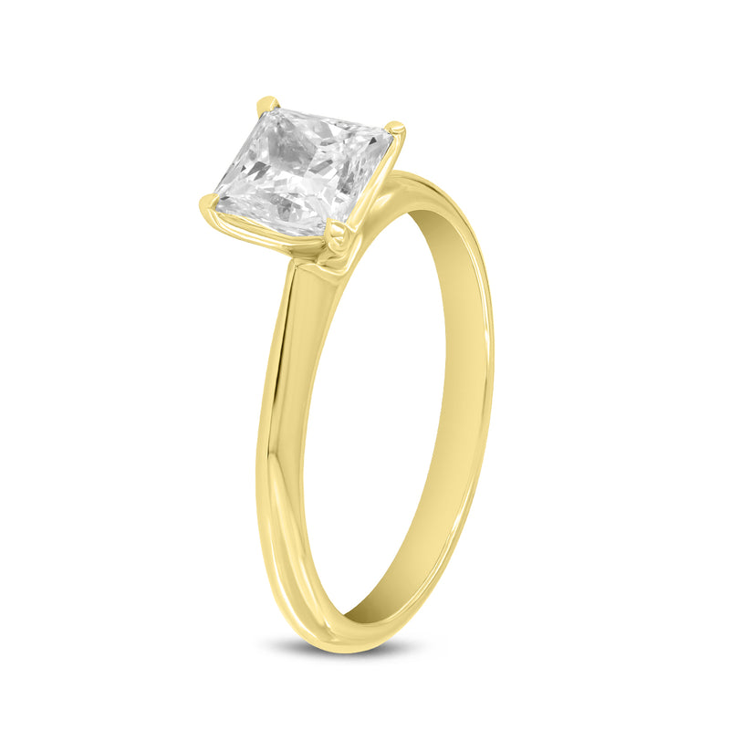 Rhea Princess 14K Yellow Gold Princess Cut Lab Grown Diamond Classic Solitaire Ring - 1.25 Ct