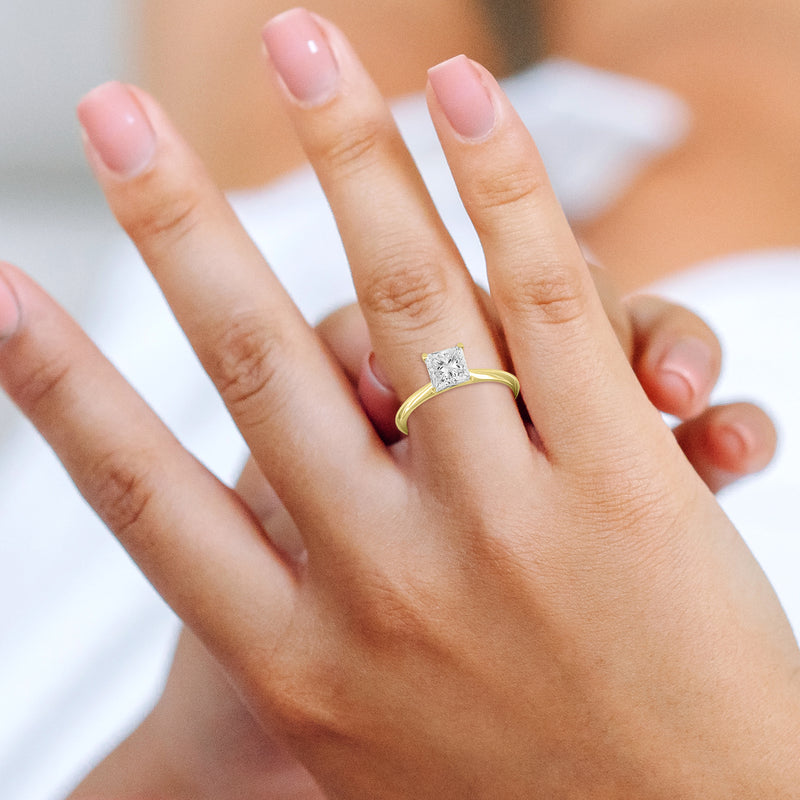 Rhea Princess 14K Yellow Gold Princess Cut Lab Grown Diamond Classic Solitaire Ring - 1.25 Ct