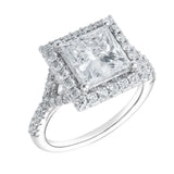Katerina 14K White Gold Princess Cut Lab Grown Diamond Halo Engagement Ring - 3.7 Ct