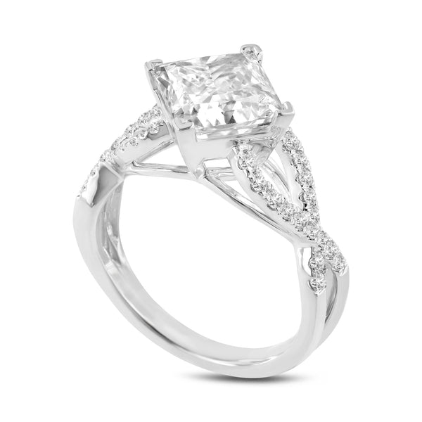 Lilya 14K White Gold Princess Cut Lab Grown Diamond Engagement Ring - 3.56 Ct