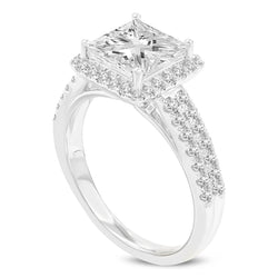 Certified Princess Cut Lab Grown Diamond (2.68 ctw) Halo Ring in 14K White Gold
