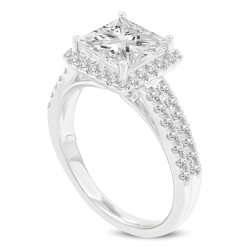 Violeta 14K White Gold Princess Cut Lab Grown Diamond Halo Engagement Ring - 2.68 Ct