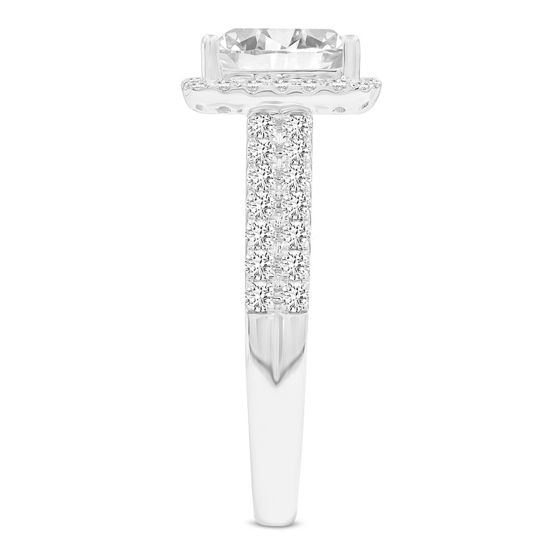Certified Princess Cut Lab Grown Diamond (2.68 ctw) Halo Ring in 14K White Gold