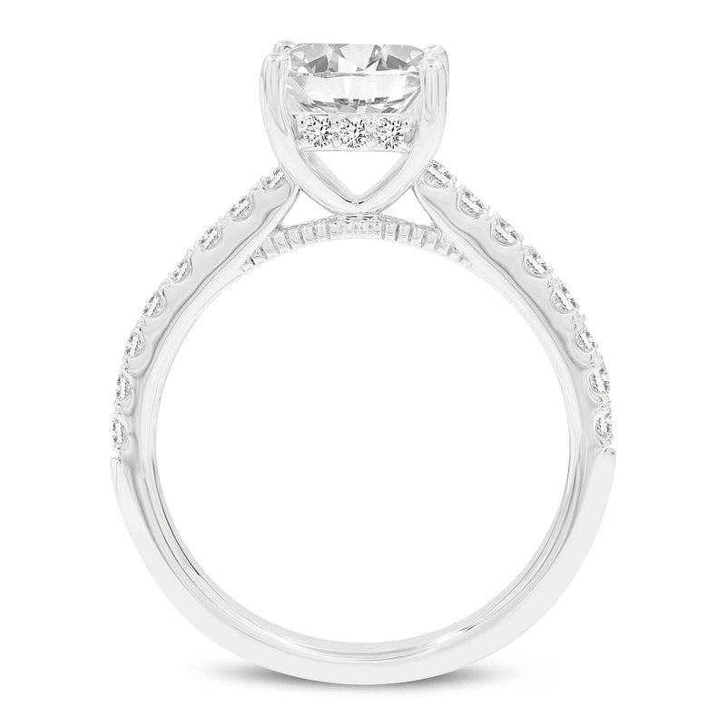Certified Princess Cut Lab Grown Diamond (1.95 ctw) Hidden Halo Ring in 14K White Gold