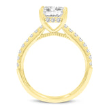 Aneliya 14K Yellow Gold Princess Cut Lab Grown Diamond Hidden Halo Engagement Ring - 1.95 Ct