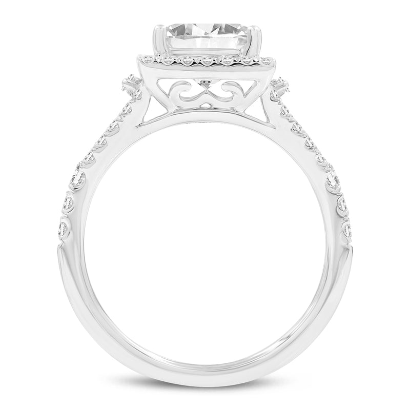 Kamelia 14K White Gold Princess Cut Lab Grown Diamond Halo Engagement Ring - 1.99 Ct