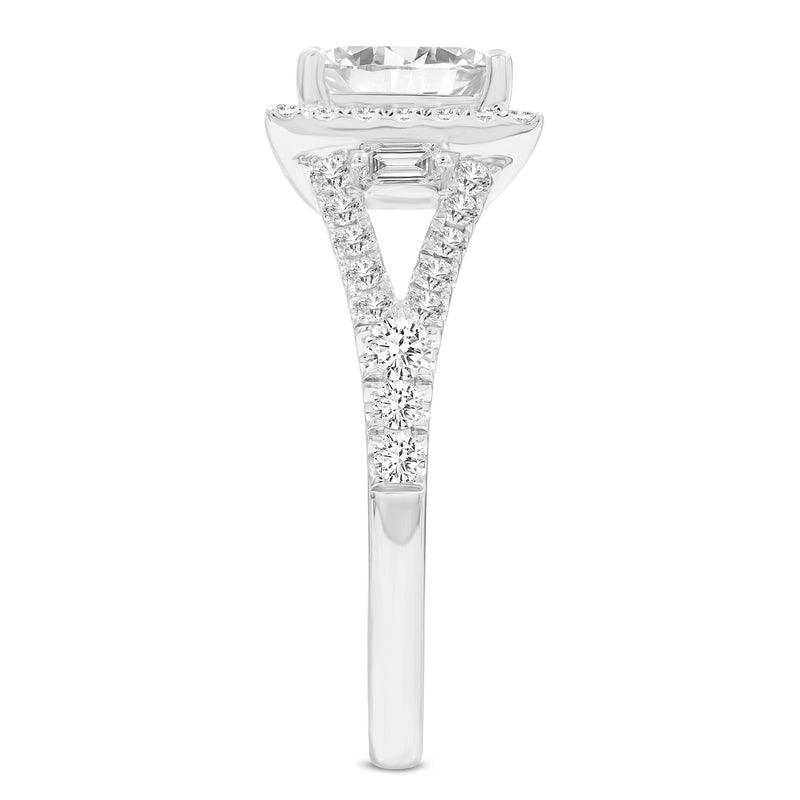 Certified Princess Cut Lab Grown Diamond Halo Ring (2.20 ctw) in 14K White Gold