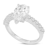 Iris 14K White Gold Pear Shaped Lab Grown Diamond Hidden Halo Ring - 2.7 Ct