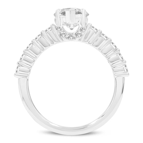Certified Pear Shaped Lab Grown Diamond (2.70 ctw) Hidden Halo Ring in 14K White Gold