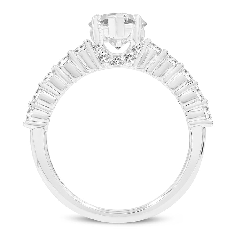 Certified Pear Shaped Lab Grown Diamond (2.70 ctw) Hidden Halo Ring in 14K White Gold
