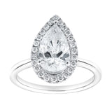 Lyra 14K White Gold Pear Shaped Lab Grown Diamond Halo Ring - 1.9 Ct