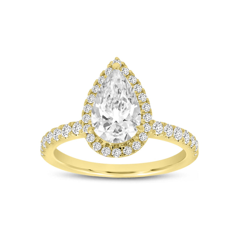 Farah 14K Yellow Gold Pear Lab Grown Diamond Halo Engagement Ring - 1.92 Ct